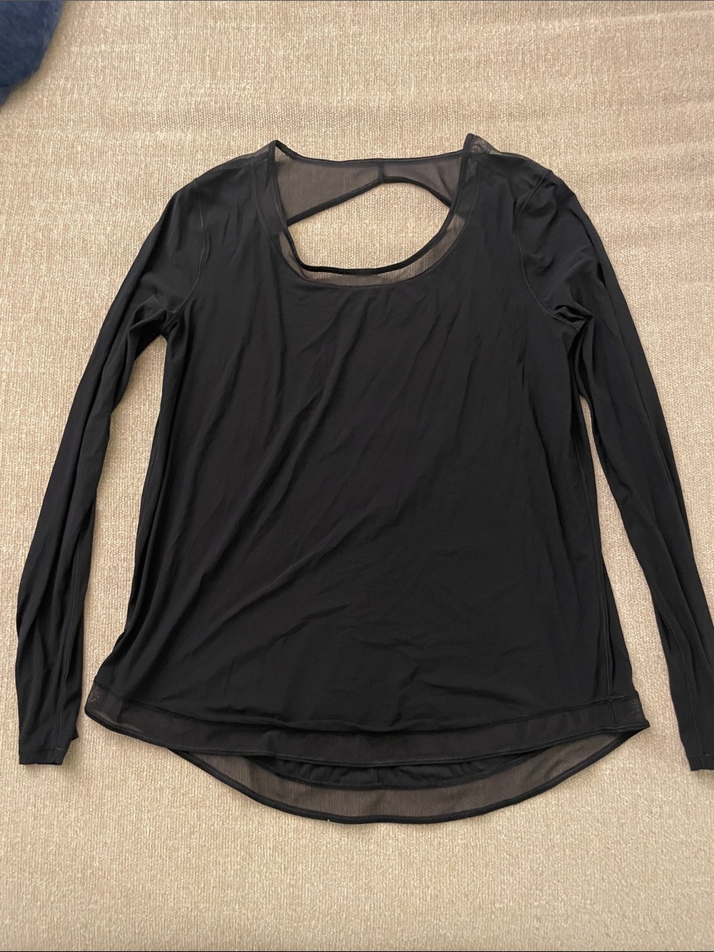 lululemon athletica Black Long-Sleeve Scoop Neck Top with Mesh Back Detail